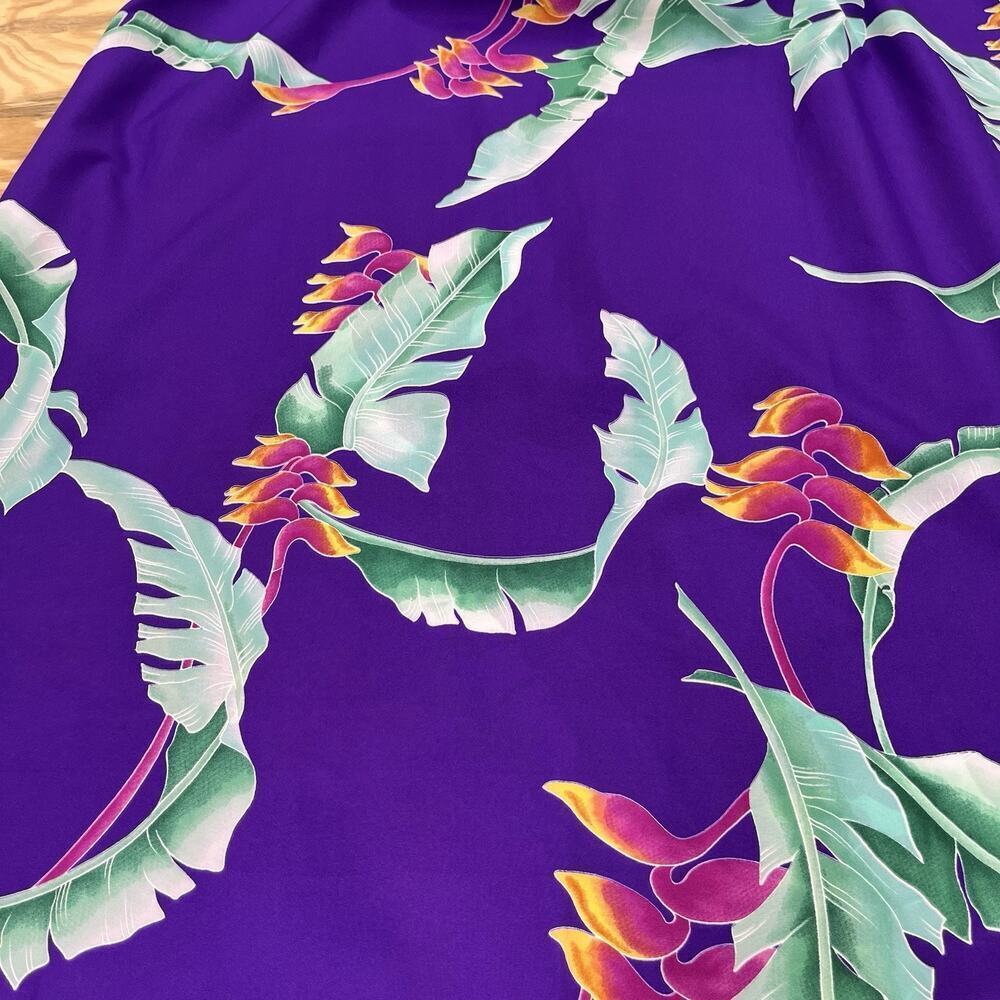 Vtg Hilo Hattie Hawaiian Tropical Floral Mumu Puff Sleeve Midi Dress Purple M - Picture 3 of 10